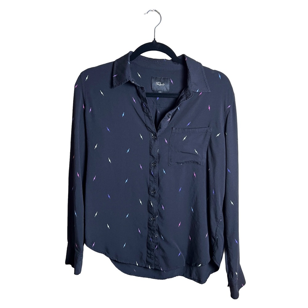 Rails Rocsi Black Multi Lightning Long Sleeve Button Up Shirt Size S